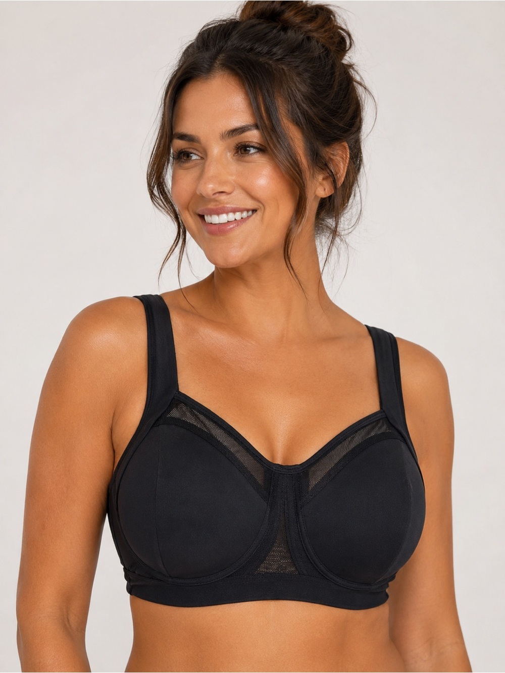 SYROKAN High Impact Sports Bra 36DD Black Underwire Racerback Full Support